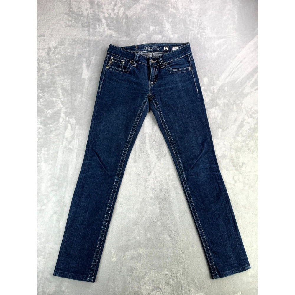 Miss Me Skinny Jeans Womens 27 Blue Denim Rhinestone Low Rise JS5151S